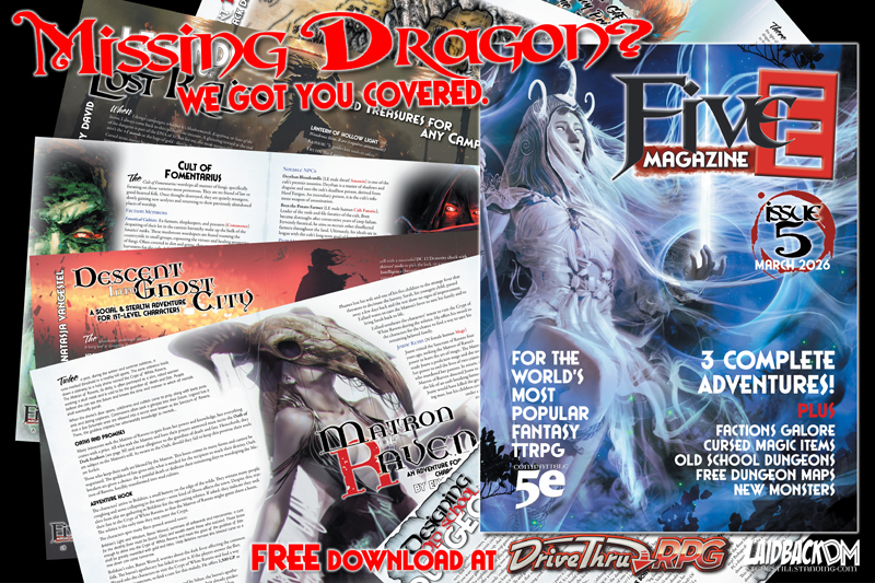FiveE Magazine Issue 5 PDF is Available NOW at DrivethruRPG